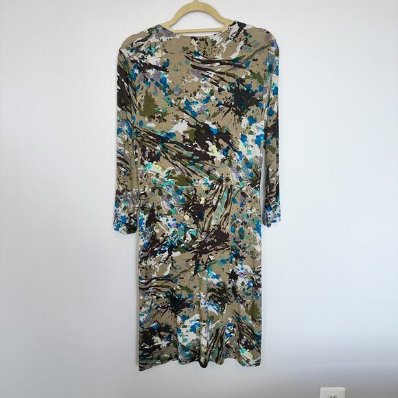 CAbi Womens Gallery Dress Size L Abstract Splatter Ruched Jersey Knit Stretch - Picture 8 of 8
